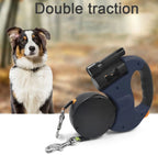 Two Dog Reflective Retractable Pet Leash – 360 Degree No Tangle Double Dogs Reflective Orange and Green Leads. Dual Locking 10 Ft Leads