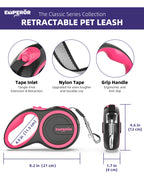 Retractable Dog Leash, 26 Ft, Large, Pink, for Dogs up to 110 Lbs -PK26