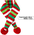 2 Pieces Christmas Striped Knitted Dog Scarf Winter Dog Neck Warmer Costume Xmas Holiday Pet Bandana Cat Puppy Scarf Accessories