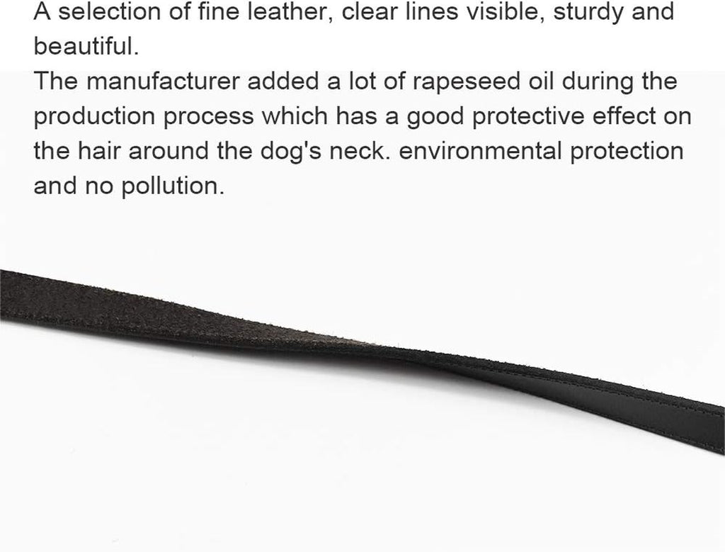 Leather Dog Leash, Genuine Leather 2 Handle Leash Heavy Duty Durable for Pet Walking and Training for Large Medium Small Dog 72X0.8 Inch (Black)