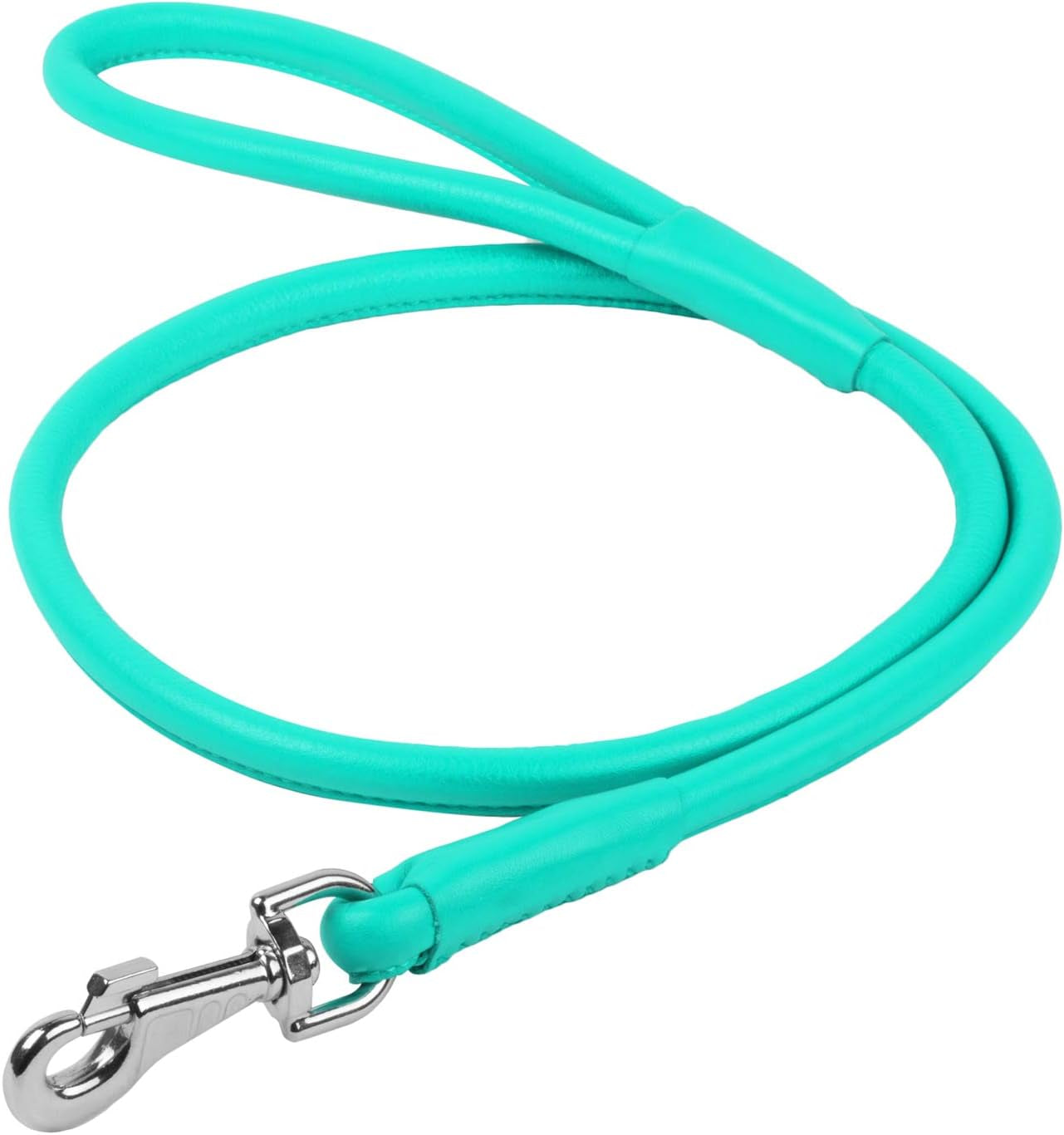 Rolled Leather Dog Leash 4 Ft - Soft Dog Lead for Small Medium Large Dogs Puppy - Red Blue Pink Purple Green Black Pet Leashes for Outdoor Walking Running Training plus (Mint Green, 4 Ft X 1/2" Wide)