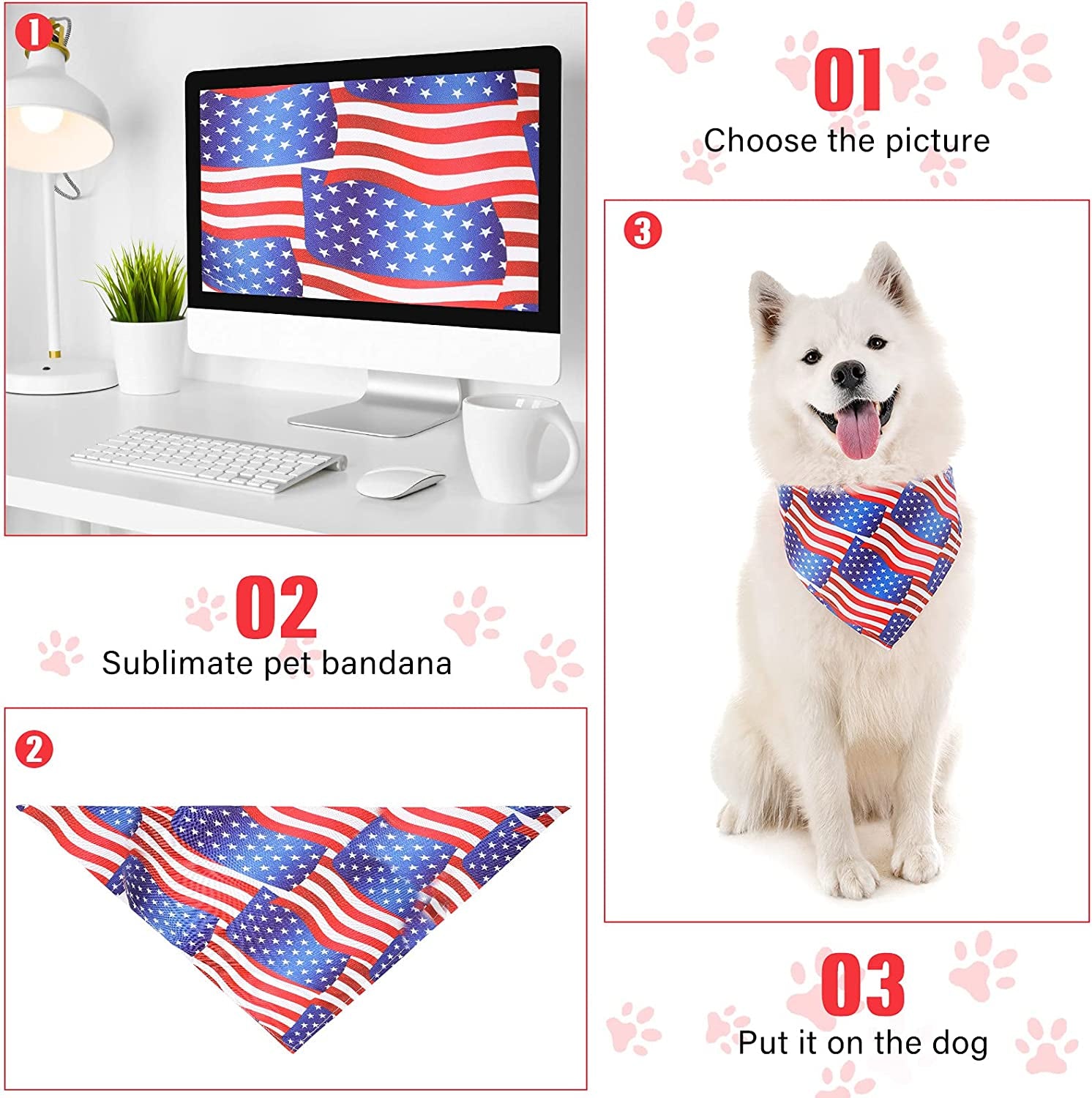 6 Pieces Sublimation Dog Bandana Heat Transfer Dog Bandana Christmas Santa Snowflakes Triangle Scarf Polyester Pet Bandana DIY Christmas Costume for Dogs Puppy