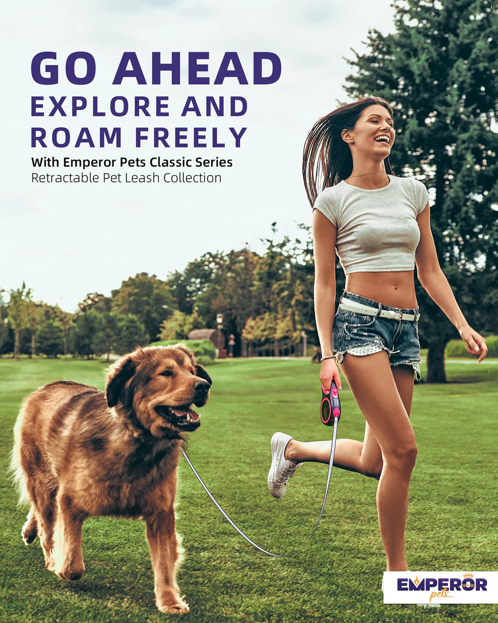 Retractable Dog Leash, 26 Ft, Large, Pink, for Dogs up to 110 Lbs -PK26