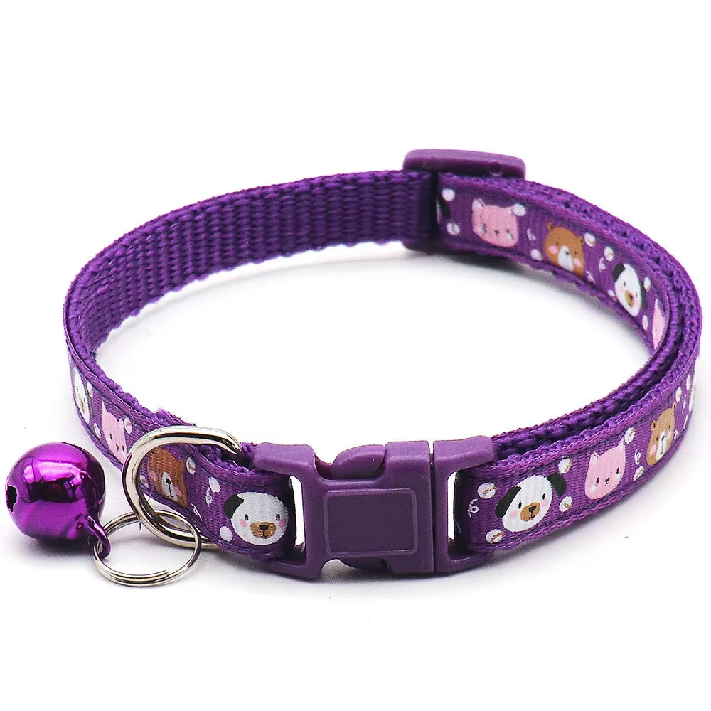 New Fashion Pet Dog Collar Colorful Pattern Dog Bear Cute Bell Adjustable Collars for Dog Cats Puppy DIY Pet Accessories