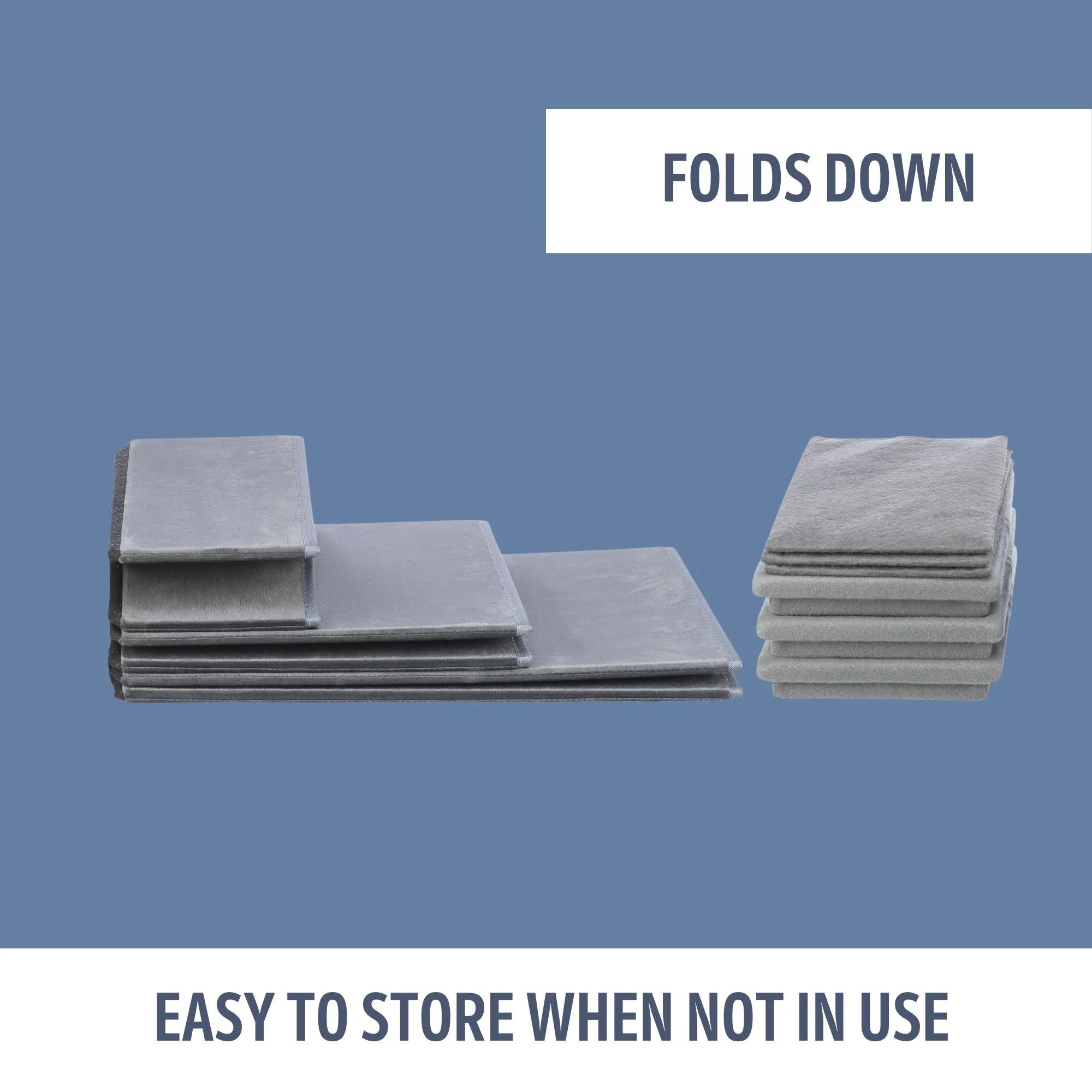 4-Step Foldable Velour Pet Stairs with Storage, Gray