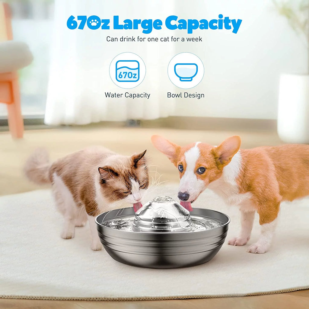 360°Automatic Cat Water Dispenser , 67Oz/2L Silent Pet Drinking Fountain with 5 Filter for Dogs, Cats, Small Animals