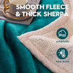 Sherpa Throw Blanket for Couch Sofa - Fuzzy Soft Cozy Blanket for Bed, Fleece Thick Warm Blanket for Winter, Dark Green Fall Winter Twin Blanket, 71X80 Inches