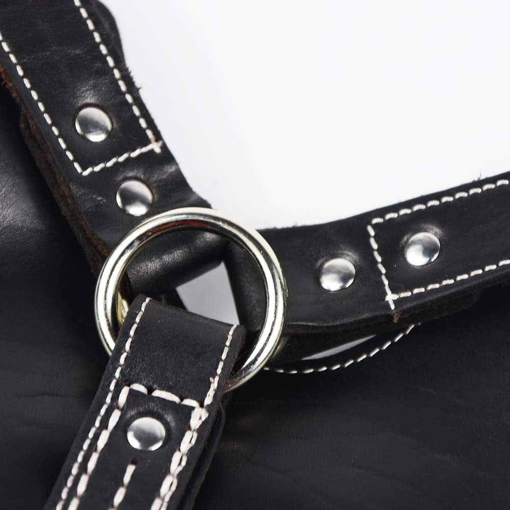 Leather Dog Harness Handmade Genuine Leather Durable Strong Pet Harness with Adjustable Straps No Pull Easy Control Pet Vest 28" - 32" Chest for Medium Large Dogs Black Halloween Crafts